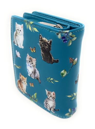 Shag Wear Kitten Garden Small Wallet for Women and Teen Girls Vegan Faux Leather Teal 4.5"3
