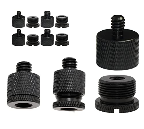 8 Pieces Mic Stand Adapter Set 5/8 Female to 3/8 Male and 3/8 Female to 5/8 Male, 5/8 Female to 1/4 Male and 1/4 Female to 5/8 Male Screw(Black)