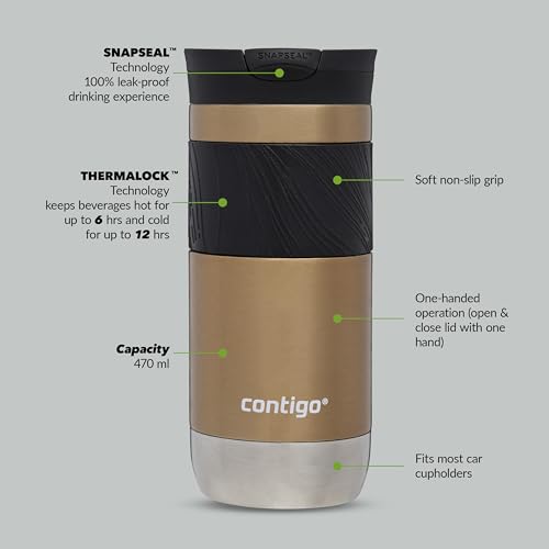 Image of Contigo Byron 2.0 Thermo Mug, Stainless Steel Insulated With Snapseal Closure, 100% Leak Proof, Keeps Warm up to 5 Hours & Cold up to 12 Hours, 470 ml