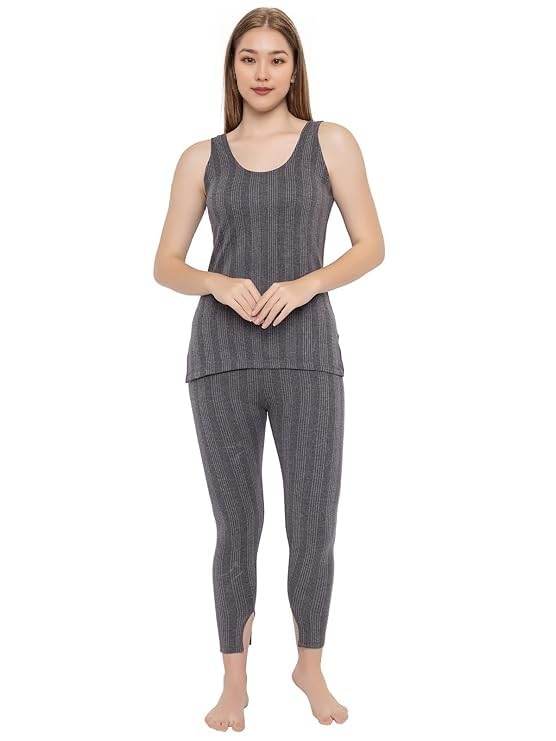 Image of REVEXO Winter Wear Ladies /Women /Girl, Poly Cotton Thermal Set (Round Neck Upper /Top + Lower /Trouser) Set of 01