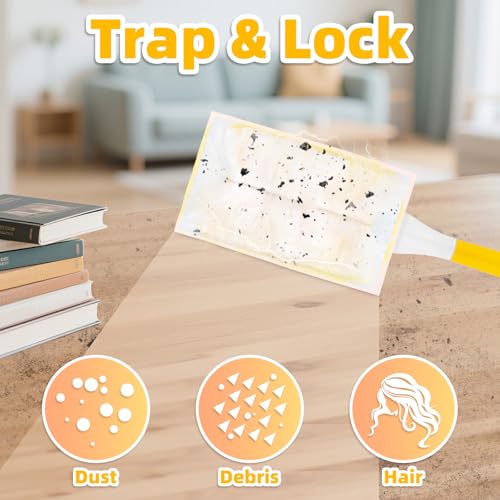 Image of Heavy Duty Dusters Refills, Disposable Dusters Kit Compatible with Handles, Multisurface Dusters+1 Extended Handle +1 Handle (Yellow, 180)