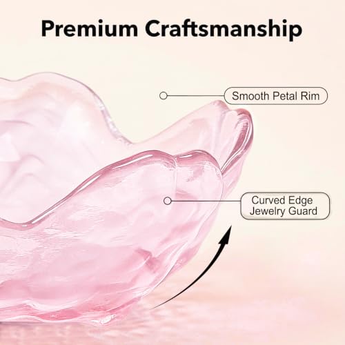 Image of Gifts for Women Flower Jewelry Dish Ring Holder Dish Bathroom Vanity Organizer Pink Room Decor Aesthetic Nightstand Bedroom Decor Trinket Dish Small Bridesmaid Bridal Friendship Wedding Birthday Gifts