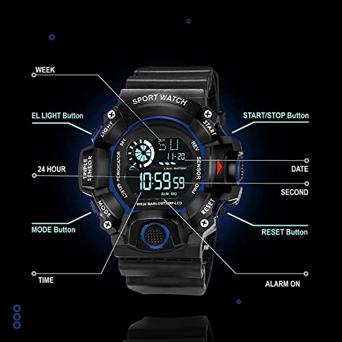 Image of Acnos Digital Sports Watch - Rugged Outdoor Multi-Function Countdown Timer & Alarm (WR30 Water-Resistant)