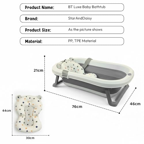 Image of StarAndDaisy Bath Tub for Baby 0-5 Years /Foldable Bath tub for Kids with Cushion, Space Saving Design, Newborn Baby Folding Bathing Tub Girls & Boys, Easy to Store tub -Grey