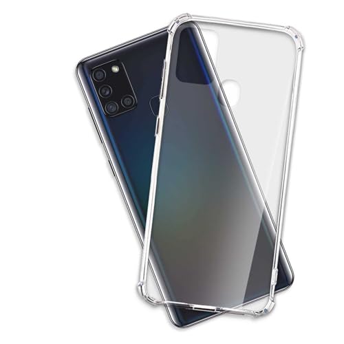 mtb more energy® Custodia Crystal Armor per Samsung Galaxy A21s (SM-A217, 6.5'') - Hard PC Back & Soft Silikon Bumper - Angoli rinforzati - Trasparente - TPU PC Case Cover