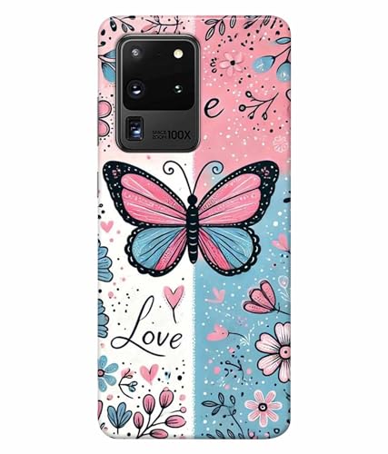 Image of Printed Hard Back Case Cover & Compatible for Samsung Galaxy S20 Ultra | Butterfly Painting Art (Multicolor) - D1203