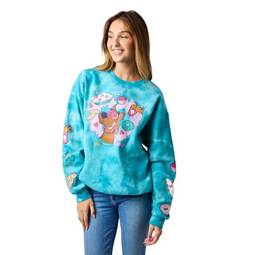 Bioworld Scooby Doo Snacks Womens Blue Cloud Wash Crew Neck Long Sleeve Fleece Sweatshirt -XL