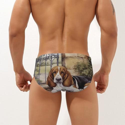 Basset Hound at The Gate Men's Swim Briefs Sexy Bikini Swimsuit Beach Shorts Underwear Low Waist2