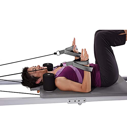 stamina products aeropilates wide double loop hand and foot padded foam straps with textured surface and carrying bag gray set of 2