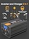 Starkbaer UPS 1500W Converter 12V 220V Pur Sinus Wechselrichter Transformator Mit 30A-Ladegerät, 2 EU Steckdosen, 5M Fernbedienung und LCD Bildschirm für Hausnotruf, Reisen im Freien (1500W12V)