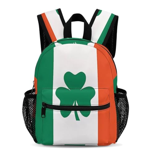 Ireland Shamrock Flag 13 Inch Backpack Lightweight Double Shoulder Bag with Zippers Unisex Daypack