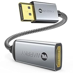 Warrky 4K DisplayPort to HDMI Adapter,【Metal Case, Gold-Plated Pins】 Uni-Directional Display Port (DP) to HDMI Monitor Converter 1080P@120Hz Compatible for HP, AMD, NVIDIA. Male to Female. Passive