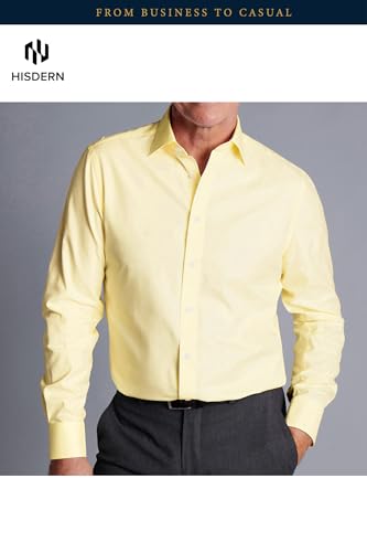 Image of HISDERN Mens Dress Shirts Long Sleeve Button Down Casual Shirts for Men Inner Contrast Formal Business Tuxedo Wedding Shirt