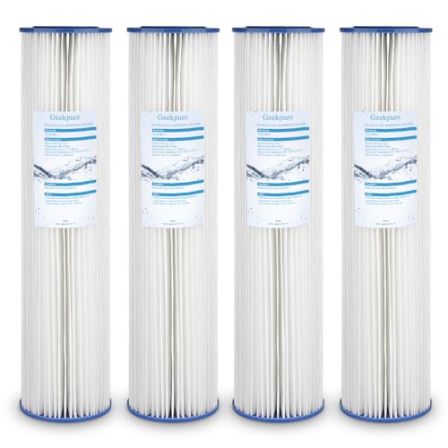 Geekpure Replacement Filter 20 Inch Pleated Polypropylene Sediment Filter Cartridge - Big Size 4.5" x 20" (4 Count) by Geekpure - Used condition - CA$68.74
