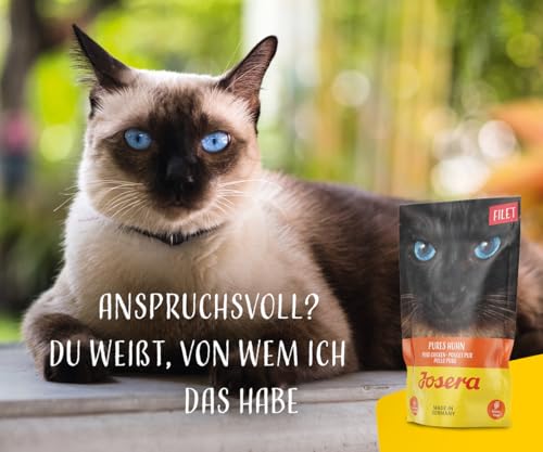 JOSERA Filet Pures Huhn (16 x 70 g) | Adult | Premium Nassfutter für ausgewachsene Katzen | Pures Huhn mit 40% Hühnerfilet | getreidefrei | Katzenfutter nass im Frischebeutel | 16er Pack