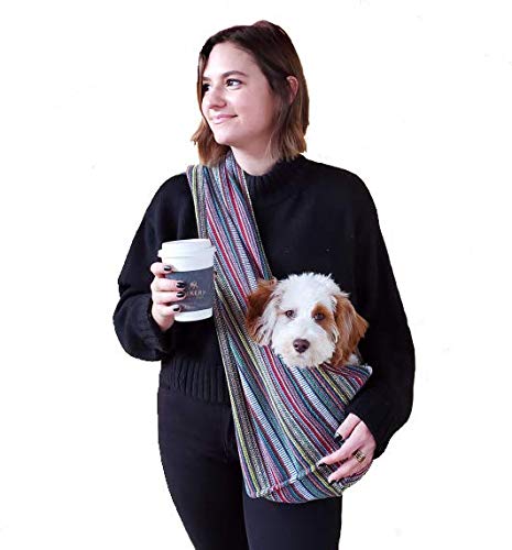 Dog Sling Carrier in Organic Cotton with Multi-Color Design