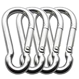 Max Harbor 3.1 Inch 4 Pack Spring Snap Hook-M8x80mm, Cable Machine Accessories for Home Gym Pulldown Attachment, Exercise Machine, Heavy Duty Steel Clip for Outdoor Fitness