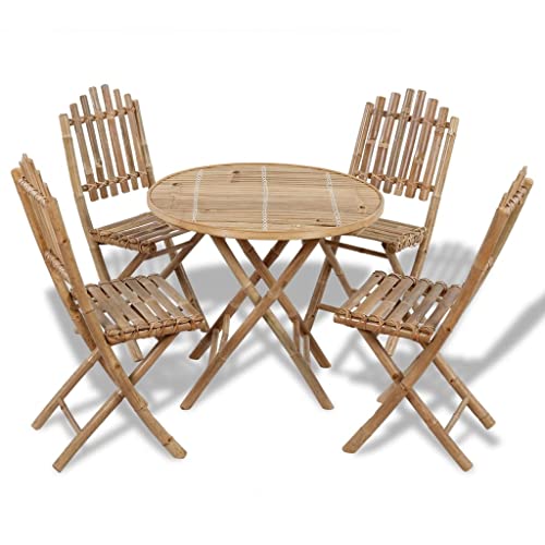 UTSRABFA Garden Furniture Set Natural Bamboo Solid Bamboo Medium Foldable Patio Set Patio Furniture Couch
