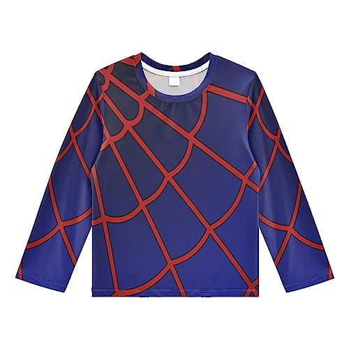 CaTaKu Cute Spider Web Boys Rash Guard Toddler Swim Sun Shirts Long Sleeve UPF 50+ Swimsuit for Boys Girls 3-12T