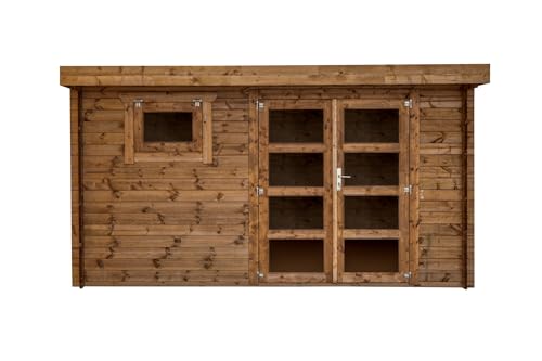 Abri de Jardin en Bois, traitée, EP 28mm INT042, Espace utile 9.9m² INT042
