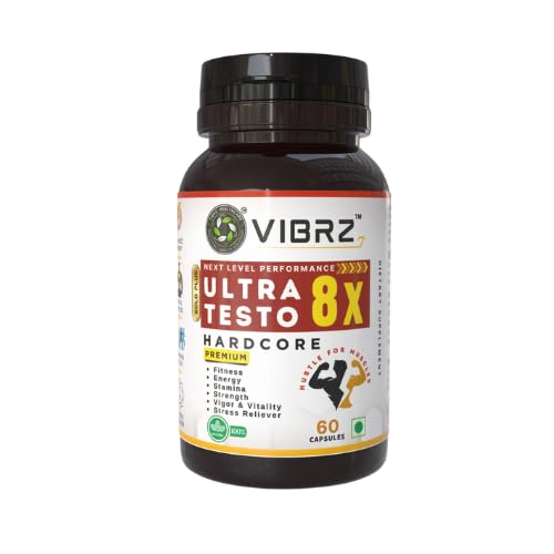 Vibrz Ultra Testo 8x | Boost Muscle Growth, Energy and Performance with | Kaunch, Gokshru, Ashwagandha, Shilajit, Safed Musli, Shatawar | 60 Veg Capsules