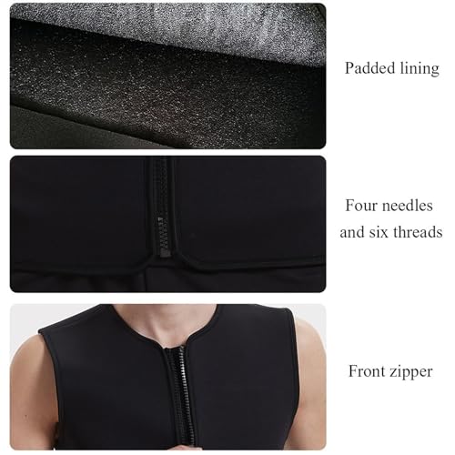 3MM Men Wetsuits Front Zip Wetsuit Top Sleeveless Diving Vest for Diving Surfing Snorkeling Kayaking Water Sports(Black_Small) miniatura 5