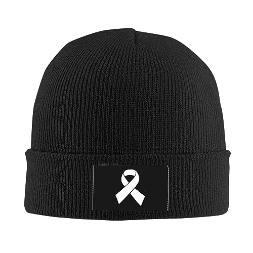 White Ribbon Lung Cancer Awareness Men Women Beanie Hat Lightweight Chemo Hat Fashion Slouch Beanie for Outdoor Winter Running White Ribbon Lung Cancer Awareness Men Women Beanie Hat Lightweight Chemo Hat Fashion Slouch Beanie for Outdoor Winter Running
