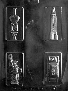 Cybrtrayd NY Theme Box Set Chocolate Candy Mold with Exclusive Cybrtrayd Copyrighted Chocolate Molding Instructions plus Optional Candy Packaging Bundles