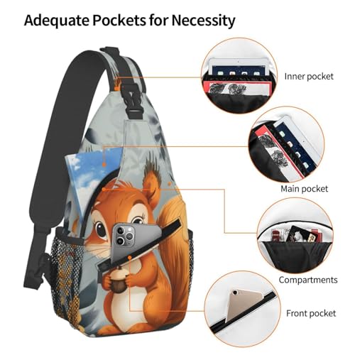 Mochila cruzada estilo sling con diseño de ardilla miniatura 4