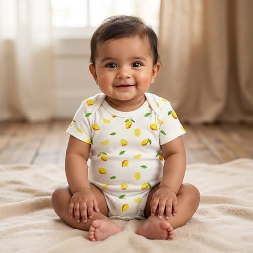 Image of MOM'S HOME Soft Organic cotton Unisex New Born Baby Onesie /BodySuit | 0-3 Months | Pack of 5