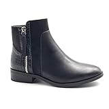 bottines python pimkie  Angkorly - Chaussure Mode Bottine Botte Motard Motarde Moto Biker Rock Femme Bicolore Effet Peau de Serpent Python Fermeture Zip Talon Bloc 3 CM - Noir - C559 T 37