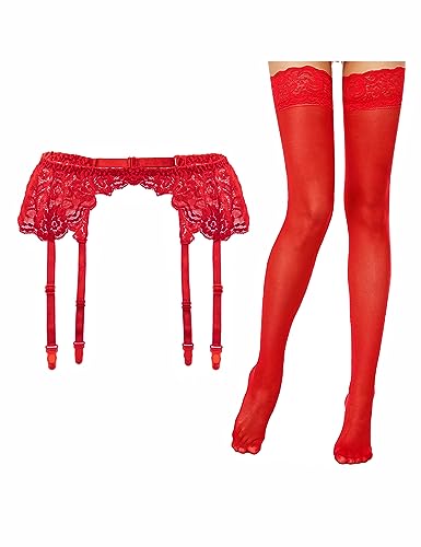 Image of Lidogirl Women's Lace Nights Garter Belt with Stockings Sheers
