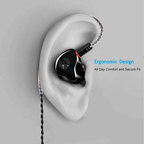 Image of DEMAKE in Ear Monitor with Detachable 3.5mm Cable, with Mic | HiFi IEM, Dual Dynamic Driver Wired Earbuds, Noise Canceling In Ear Headphones for Singers & Audiophiles (Black)