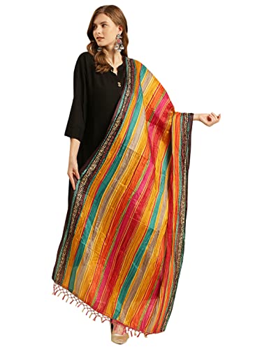 Women's Tradition Leheriya Striped Crushed Dupatta Chunni Scarf