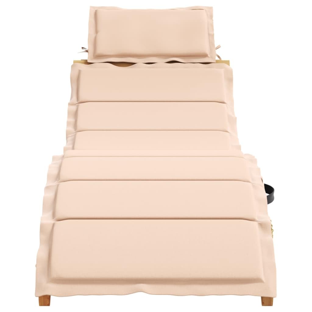 vidaXL Lettino Prendisole con Cuscino Beige in Legno Massello di Pino, lettino, lettino da giardino, arredo da giardino, lettino da esterno