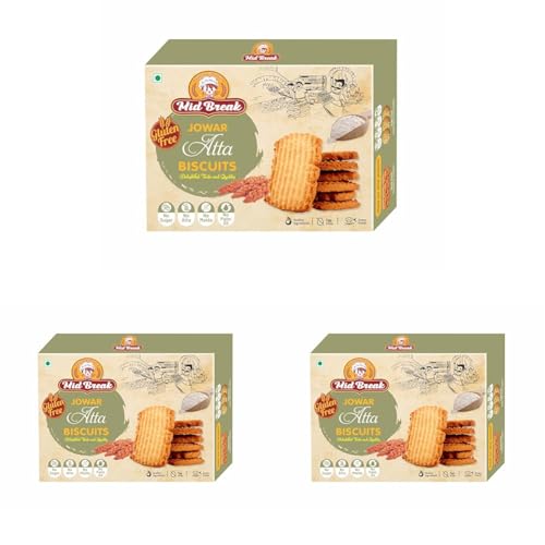Image of MidBreak Jowar Atta Biscuits - 200g Pack of 3 | Millet Cookies | No Maida | Egg-Free | No Added Sugar | Palm Oil Free | High in Fiber & Protein | Wholesome Baked Snack