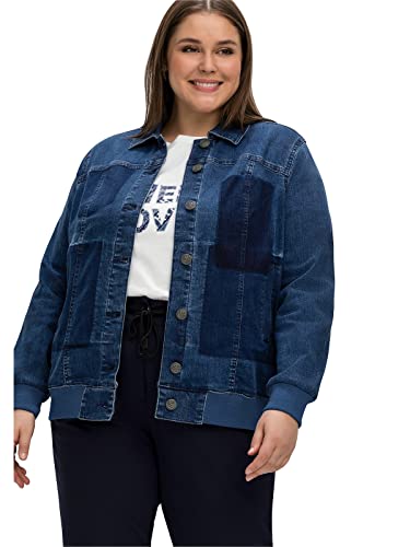 Sheego Damen Große Größen Jeansblouson in Patch-Optik Freizeitmode trendig -