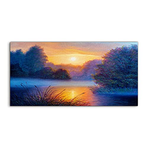 Art photo haut de gamme image sur verre trempé 140x70cm paysage arbre et rivière