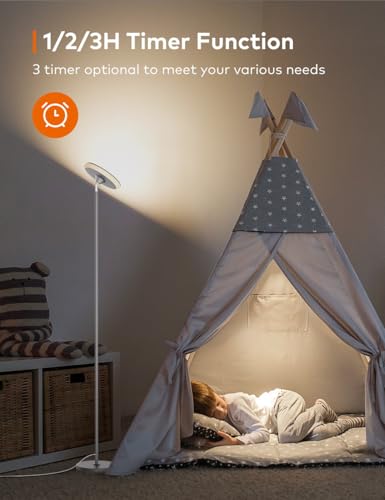 Image of Bright Floor Lamp,42W 3700LM LED Torchiere Floor Lamps for Living Room, 71in. Modern Tall Standing Light with Remote,Color & Brightness Dimmable Sky Light,1 /2 /3H Timer for Bedroom,Office(Gray)