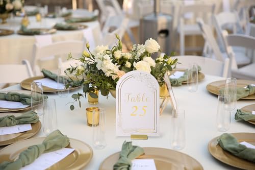 Image of Gold Table Number Holders, 12-Pack Metal Place Card Stands & Picture Holders with Storage Box - Ideal for Weddings, Anniversaries, and Parties
