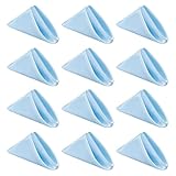 QUARKZMAN 12 Pañuelos De Seda Azules, 43x43 Cm Pañuelos De Tela para Cena Lavables De Poliéster Suaves Decoración Cuadrada para Mesa para Restaurantes Fiestas Bodas Banquetes Eventos