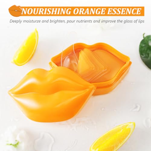 ARCHIDATE Lippenmaske - Lippenmaske Pads - Collagen Feuchtigkeit Lippenpflege Mask - Anti Falten Reduzieren Feine Linien Lippenpeeling Lippen Maske - Lip Masken Beauty (ORANGE)