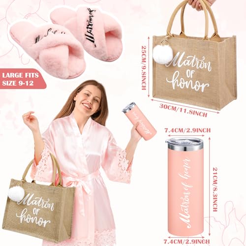 Image of Handepo 5 Pcs Bride Robes for Wedding Day Set Bride to Be Gifts Bridal Shower Gifts Bridesmaid Robe with Slippers Tumbler