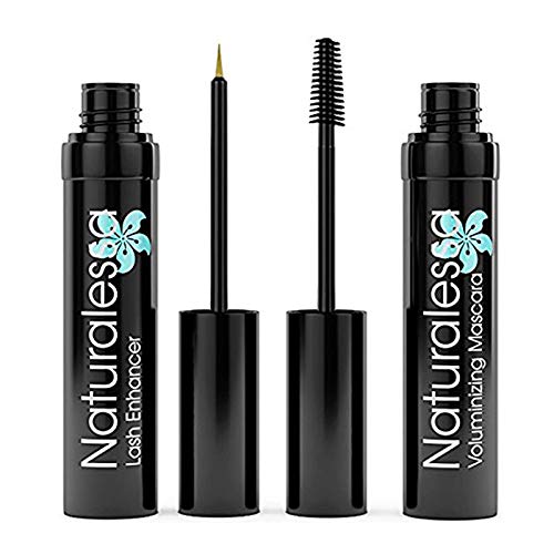 Naturalessa Voluminizing Mascara with Lash Enhancer for Eyelashes and Eyebrows Growth. Waterproof Mascara with Growth Serum and Combo Lash Lift Kit