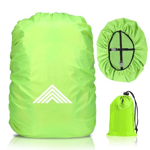 Regenschutz für Rucksäcke Schulranzen, Regenschutz Rucksack, Wasserdichter Regenhülle Schulranzen mit Reflektoren & Rutschfester Kreuz Schnallenriemen,Backpack Rain Cover für Wandern Camping Radfahren