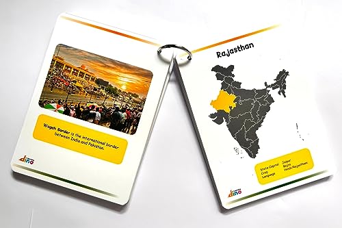 Learning Dino India States and Capital Flashcards | India States & Union Territories Flashcards - 36 Flashcards with Ring