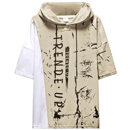 Sweat manche courte homme à capuche avec design patchwork moderne
