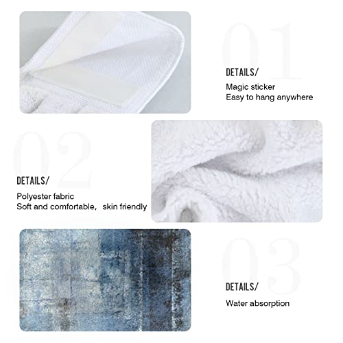 Matekuli Navy Blue Hanging Kitchen Towels 2 Pcs Blue Grey Abstract Oil Painting Modern Absorbent Dish Cloth Tie Towel Washable Hand Towel With Loop Tea Bar Towels For Bathroom Housewarming Tabletop #TOP4