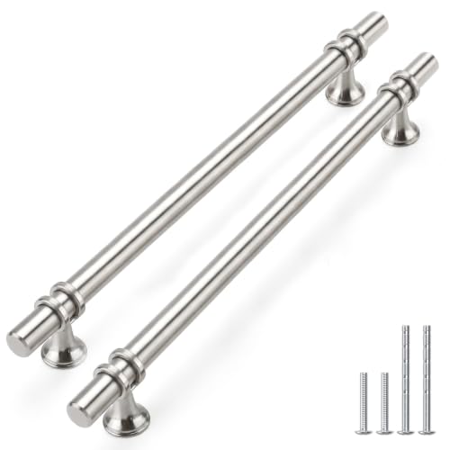 Rergy 10 Pack 10-1/16 Inch Hole Center Brushed Nickel Cabinet Pulls