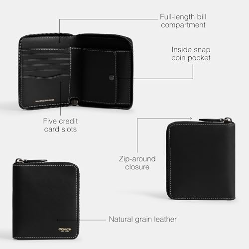Coach Men's Zip Around Coin Wallet, Black, One Size3